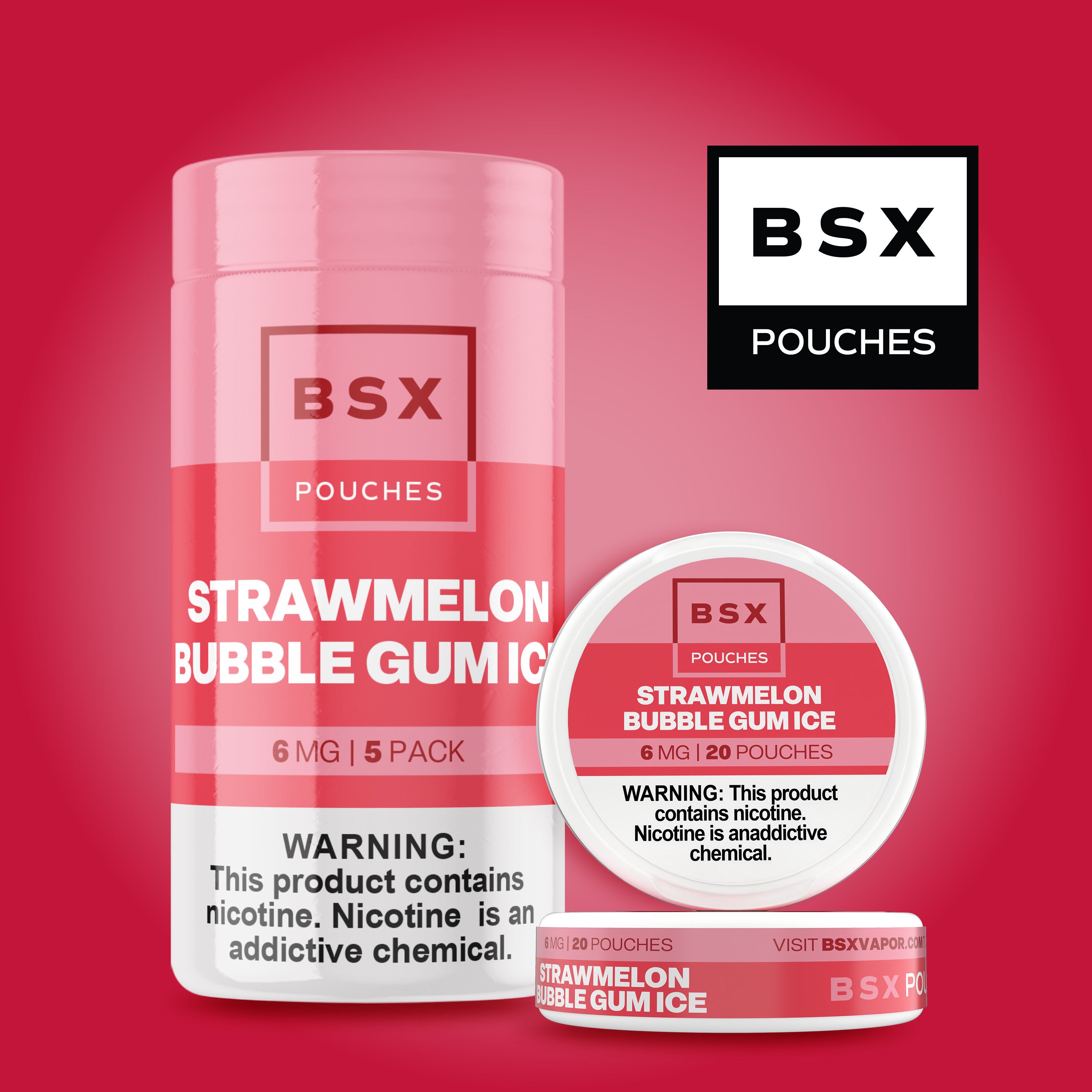 Strawmelon Bubble Gum Ice - Nic Pouches | BSX Vapor